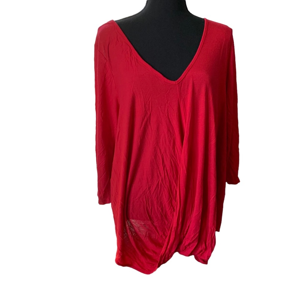 Lane Bryant Red Draped Blouse